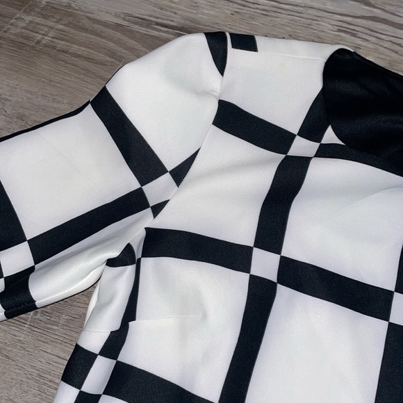 RMLL white and black striped checkered dress size 12 NWT - Picture 3 of 10